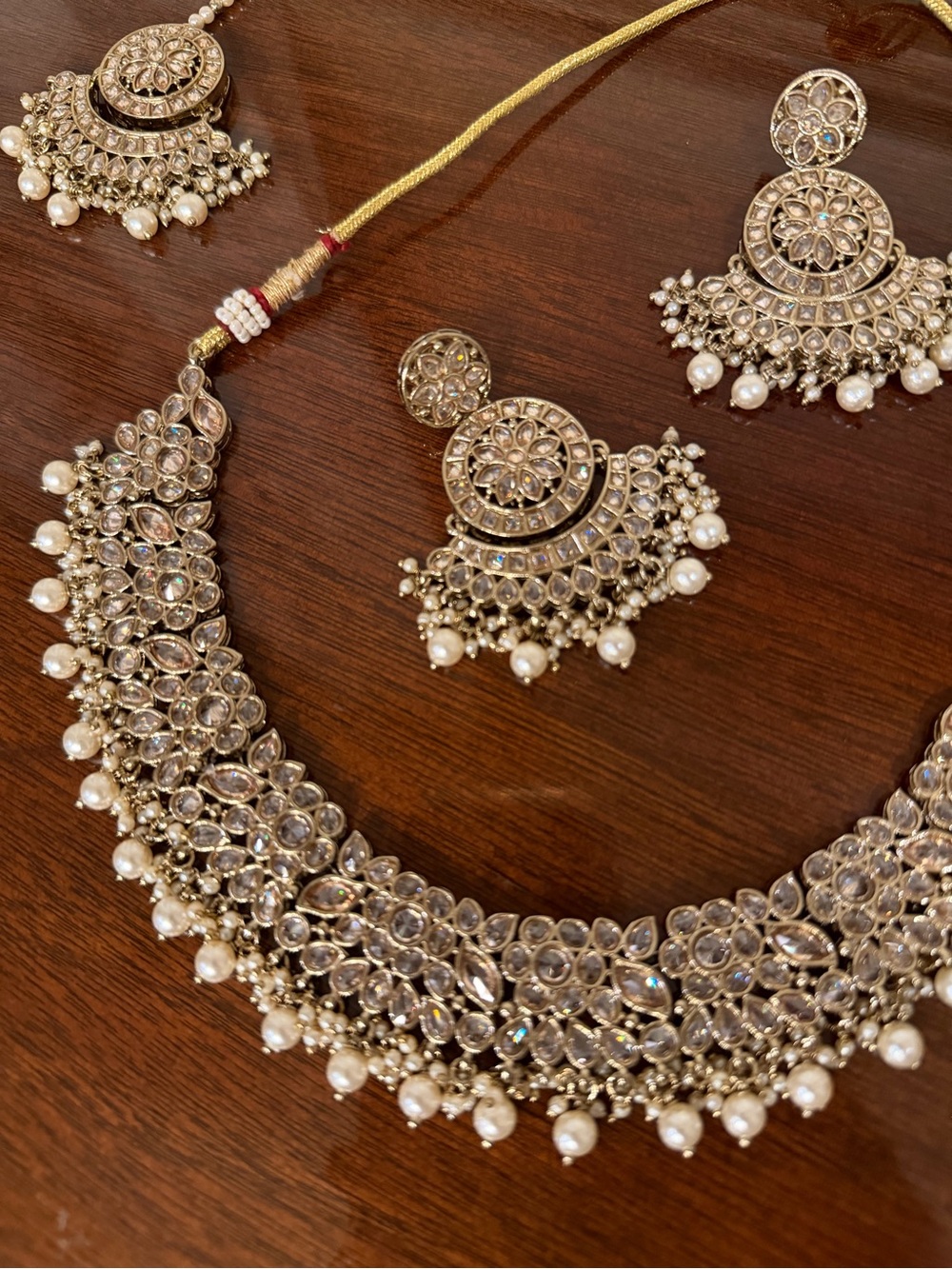 Elegant Pearl and Kundan Necklace Set - Women Jewelry